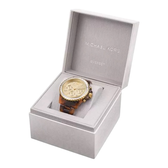 New Michael Kors Oversized Everest Pavé Gold Tortoiseshell Women’s Watch - Picture 6 of 11